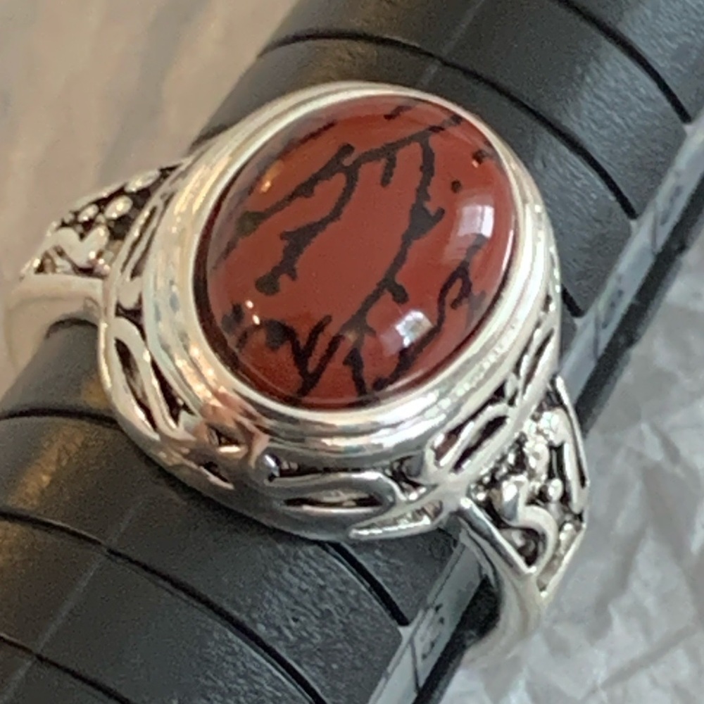 Designer PD silver size 7 Ring with Red spice Stone FRIENDSHIP RING OPTION